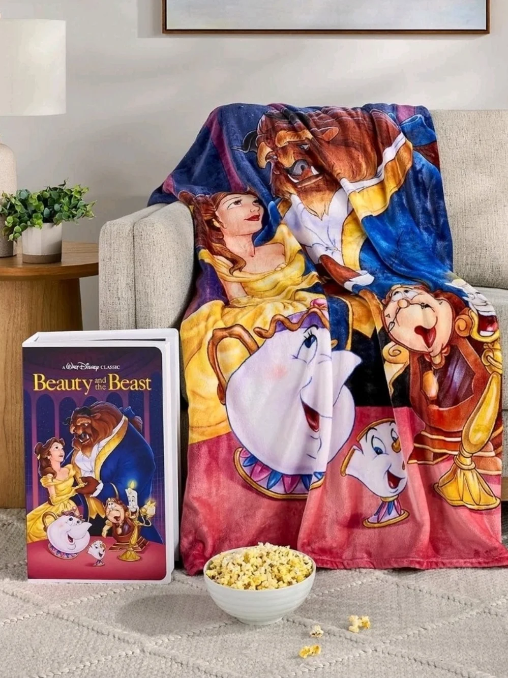 Disney Beauty and the Beast Plush Throw Blanket